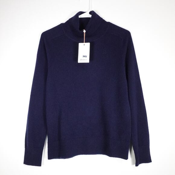 New Quince Women Turtleneck Sweater True Navy Blue Mongolian Cashmere Small 3472 - Picture 1 of 8